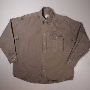 10x Hunting Men's XL Shirt Button Down Long Sleeve Cotton Brownish Gray Canvas